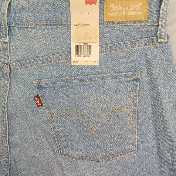Levi's Denim Shorts Women's Size 12 Mom High Rise 4" Midi Blue Jean W31 Stretch - Picture 5 of 11